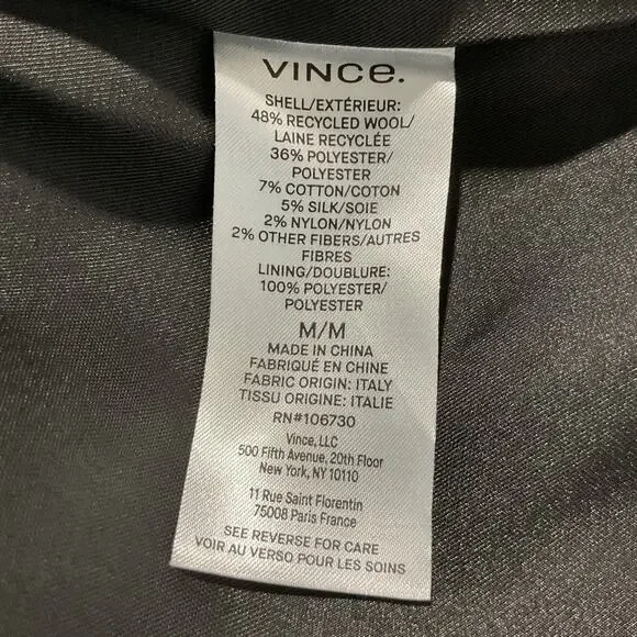 Vince Classic Charcoal Herringbone Double Breasted Coat Size M - Picture 5 of 6